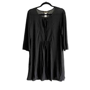 𝅺TOMMY BAHAMA Popover Swimwear Coverup Tunic Mini Dress Tassels Black S